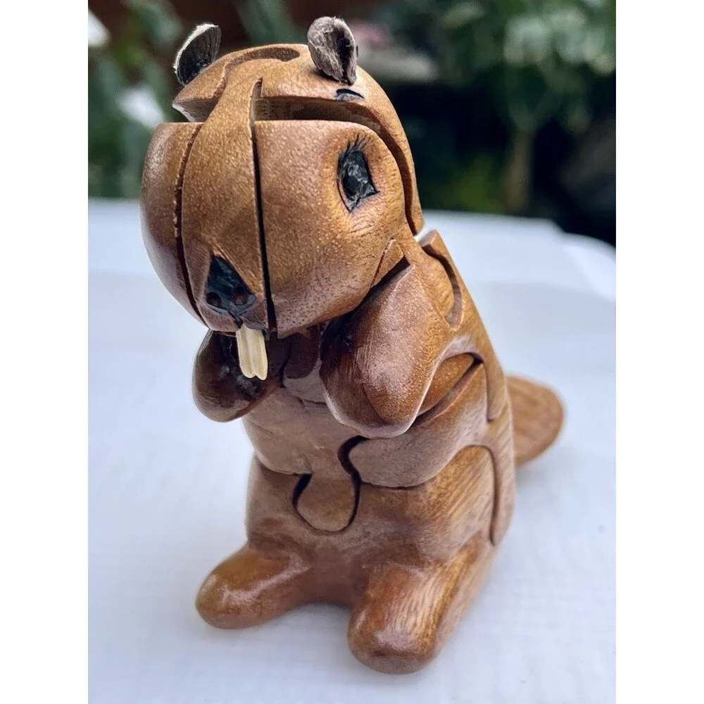 Peter Chapman Style Puzzle 2011 Red Mahogany Beaver 3D Interlocking